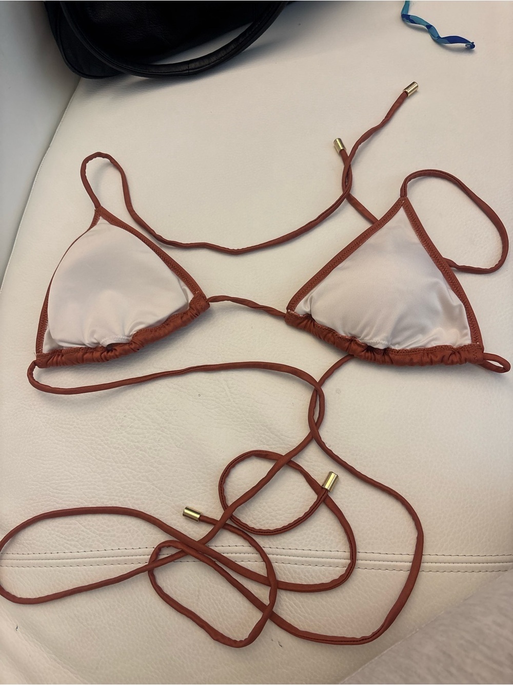 Women's Triangle Bikini Top in Rust - Picture 3 of 3
